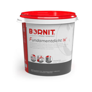 BORNIT – Fundamentdicht 1K - zawierająca polistyren i uszlachetniona tworzywami sztucznymi grubowarstwowa masa bitumiczna (KMB) na bazie emulsji bitumicznej.